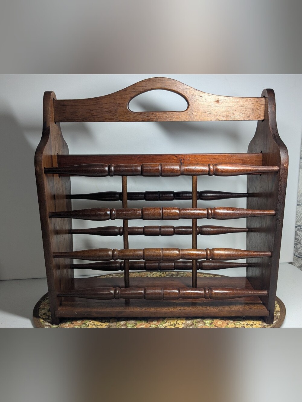 Vintage Enesco Wooden Magazine Rack - Brown